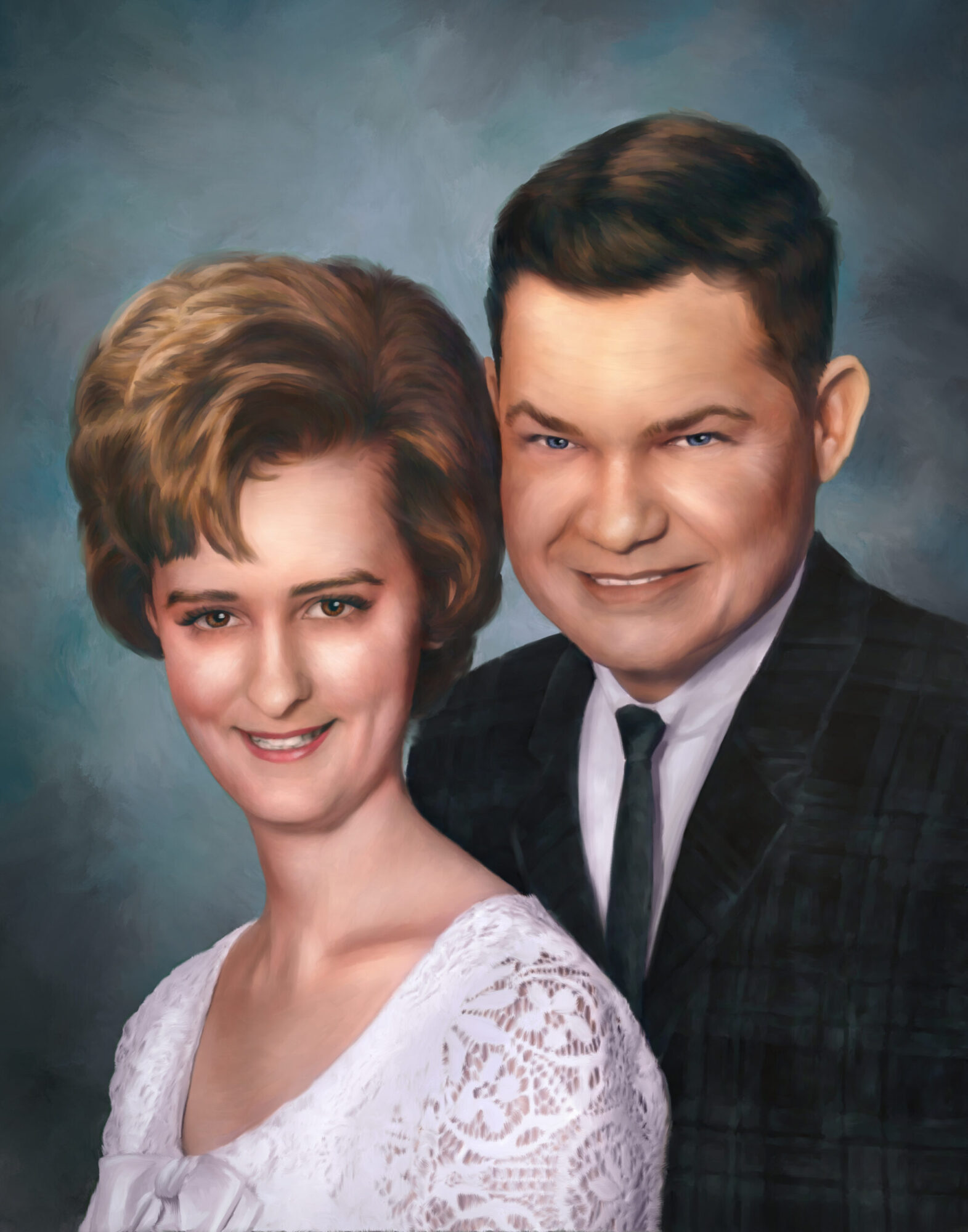 Masterpiece painted portrait with oil enhancement based on client photo