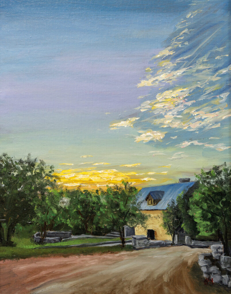 SunsetAtRivenRock Impressionistic rendering of a sunset in a Texas country setting. This is a high resolution reproduction of the original painting